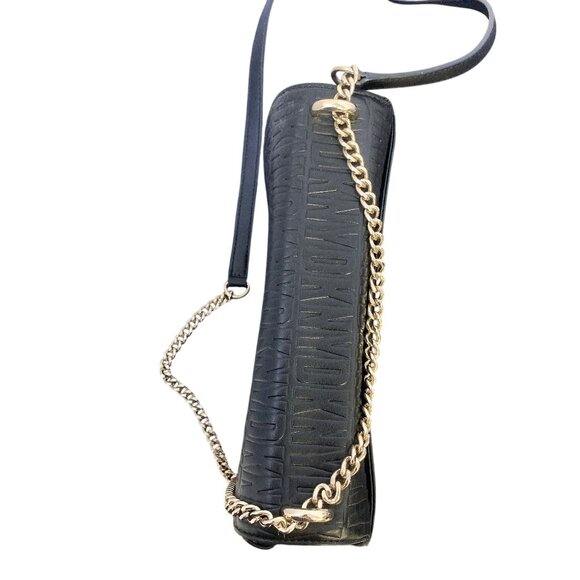 DKNY Black Embossed Crossbody Bag With Chain Strap - Picture 7 of 9